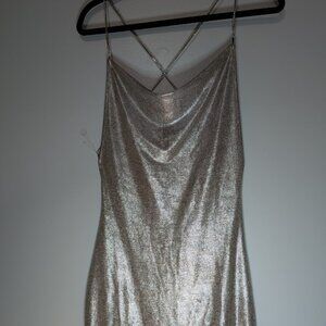 Shimmering Gold Rhinestone Chain Criscross Strap Disco Top Size M